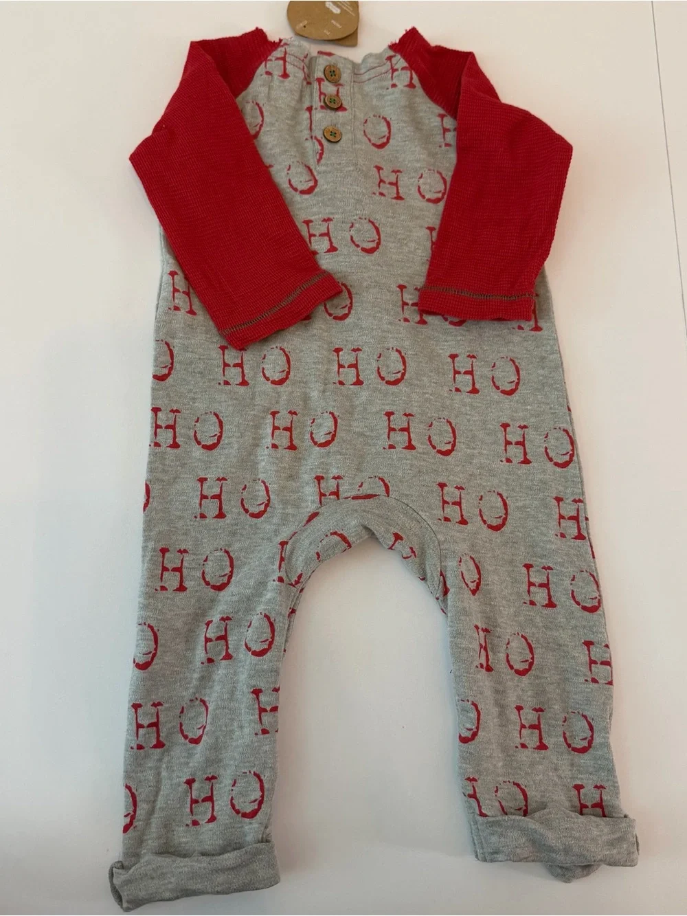 Mud Pie Baby Santa Crochet “HO HO HO” Christmas Holiday Cotton Romper 3-6M NWT